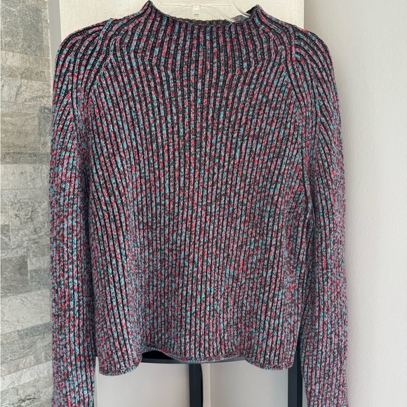 Lululemon Cotton Cashmere Blend Mock Neck Sweater Size 10 Merino Wool Ribbed - Picture 1 of 1